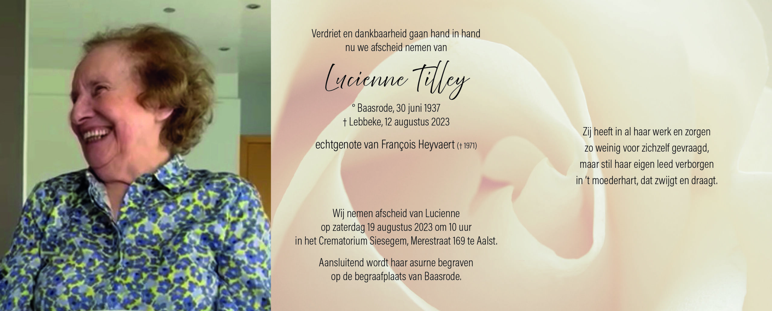 Tilley Lucienne rouwbrief VK