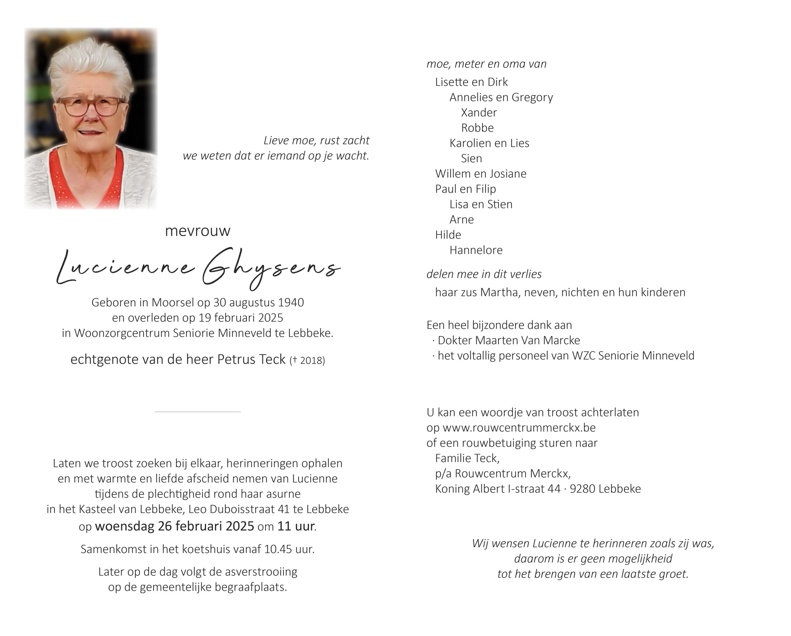 Ghysens Lucienne rouwbrief