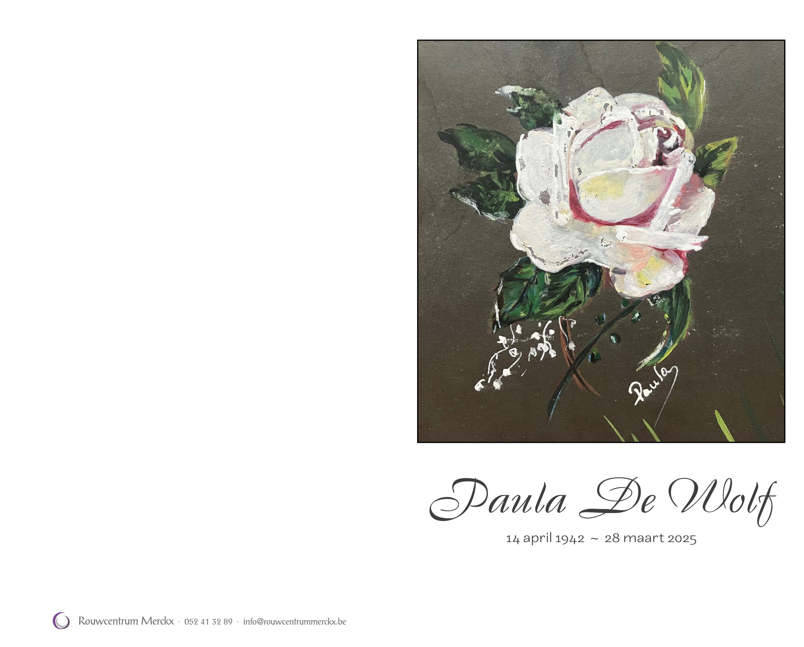 De Wolf Paula rouwbrief