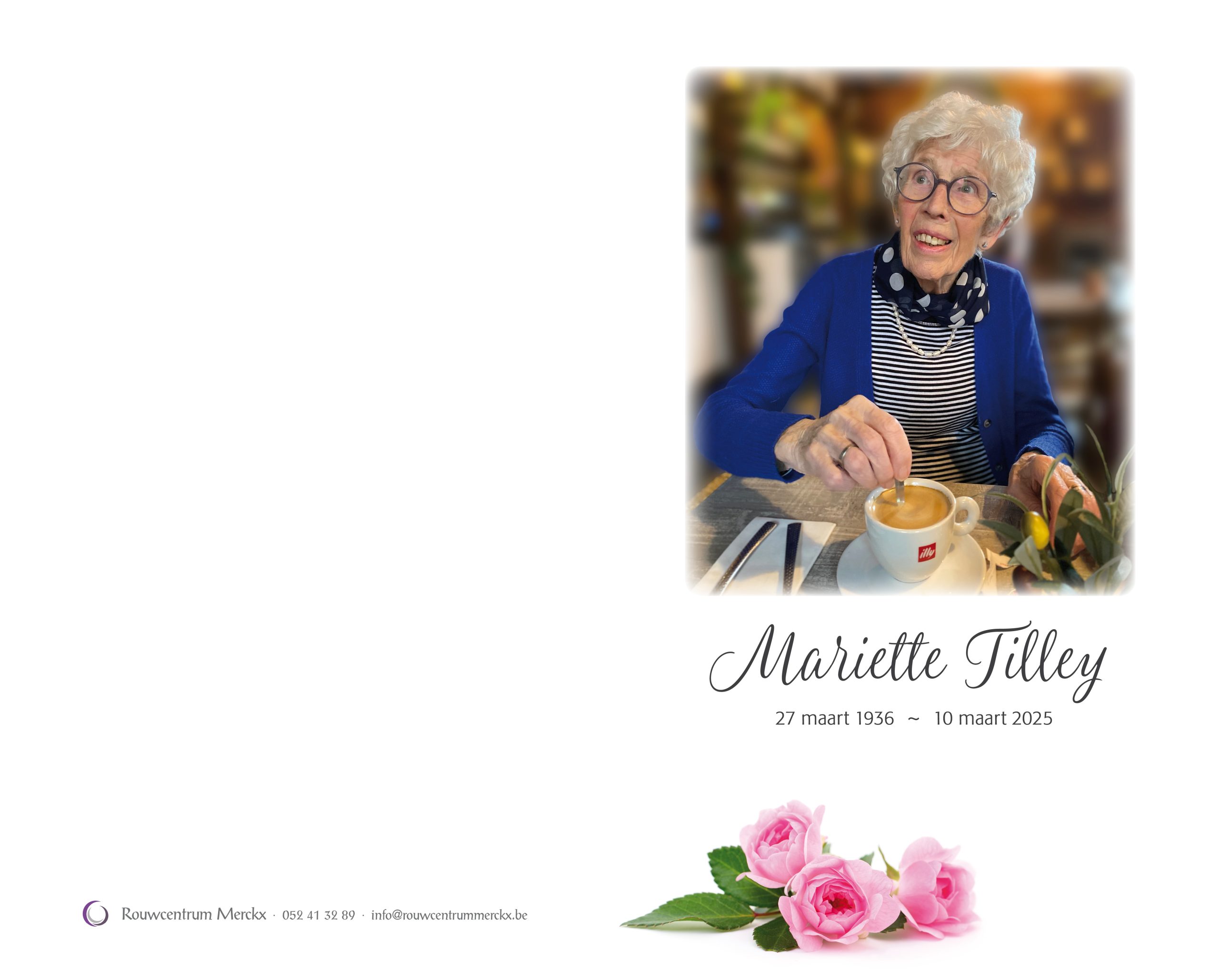 Tilley Mariette rouwbrief
