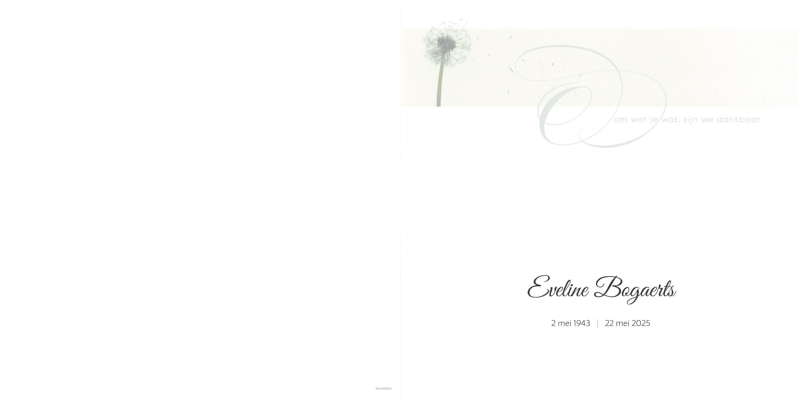 Bogaerts Eveline rouwbrief