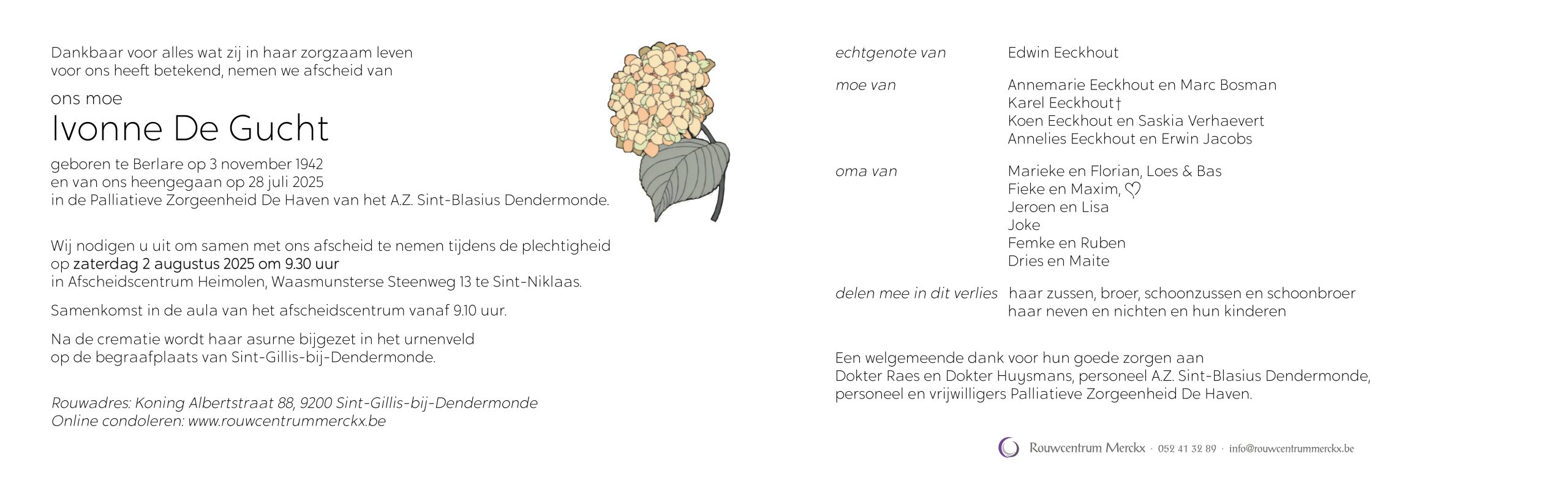 De Gucht Ivonne rouwbrief