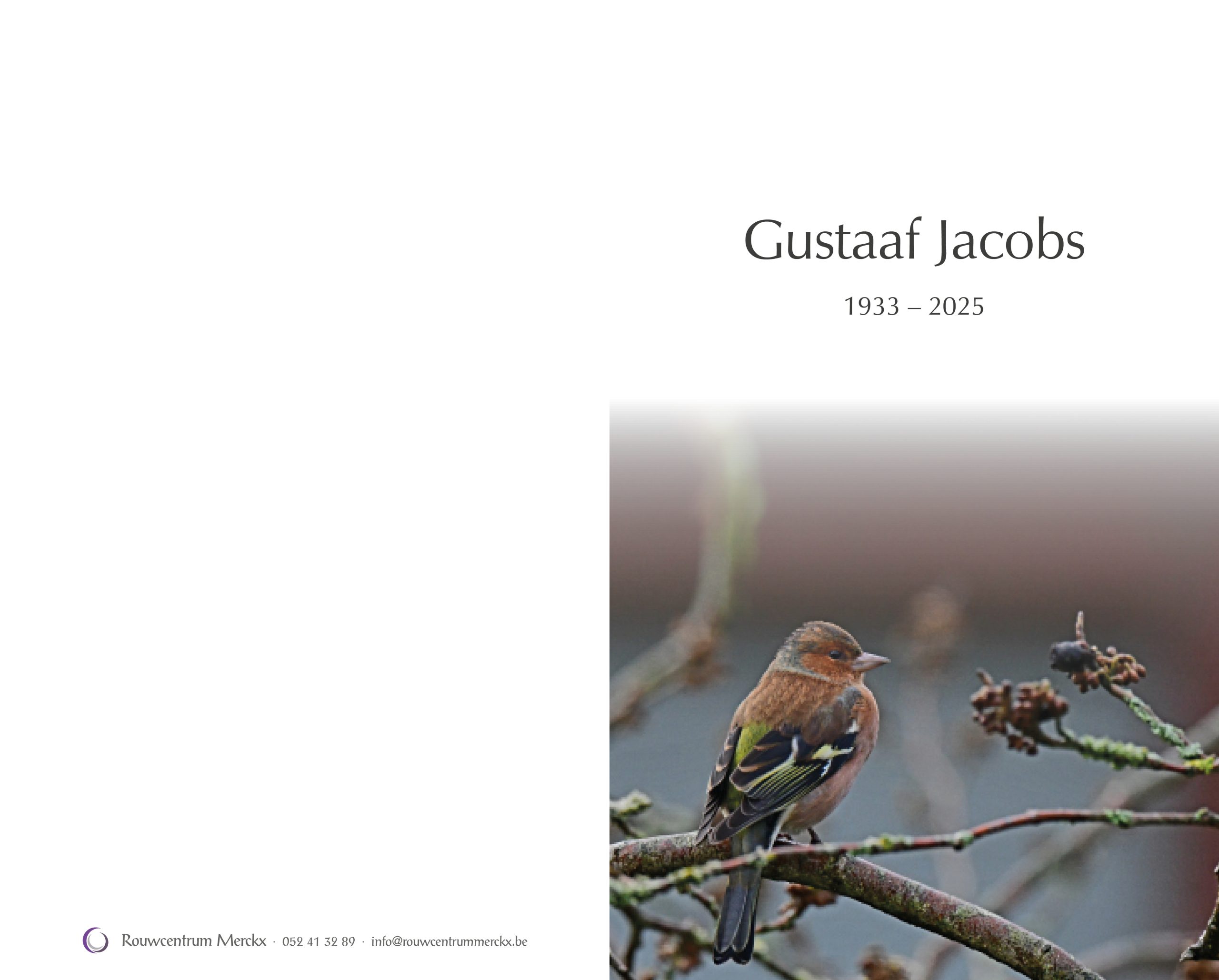 Jacobs Gustaaf rouwbrief