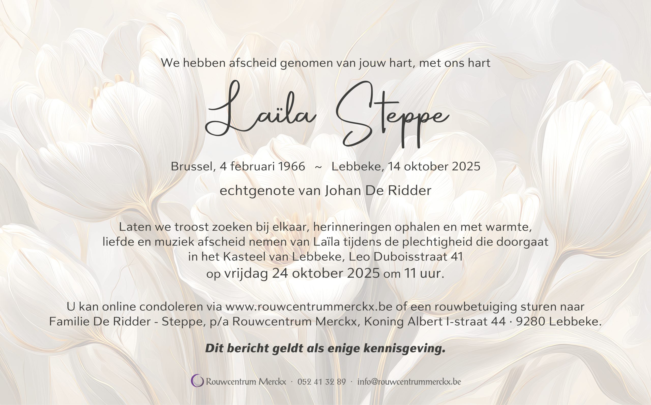 Steppe Laïla rouwbrief