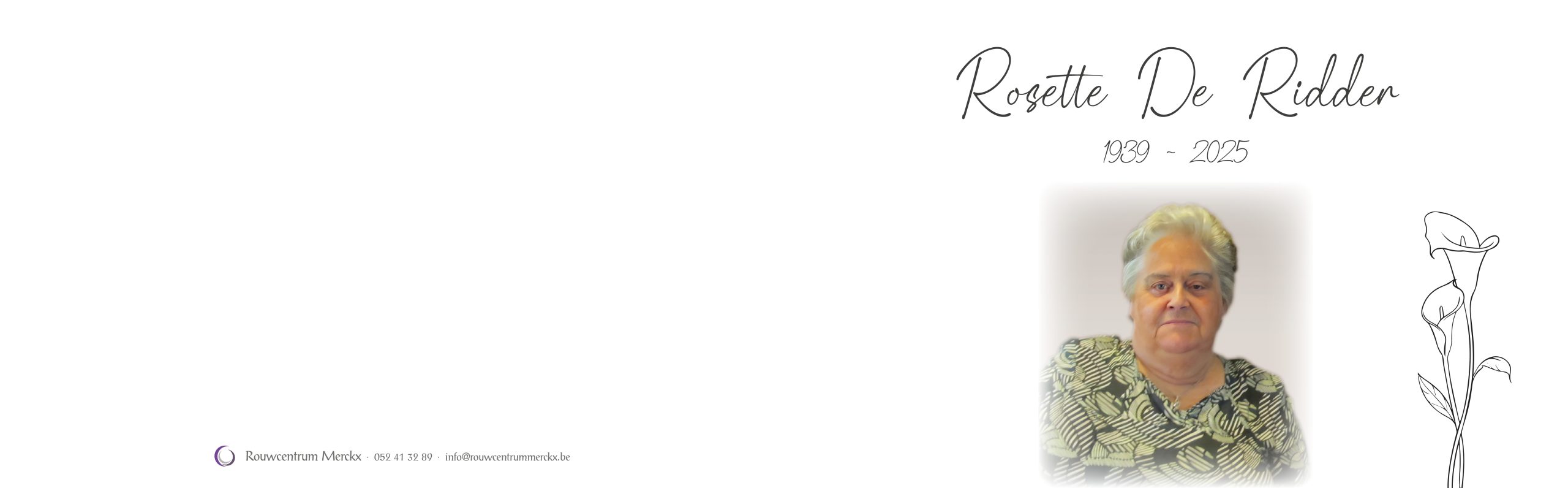 De Ridder Rosette rouwbrief