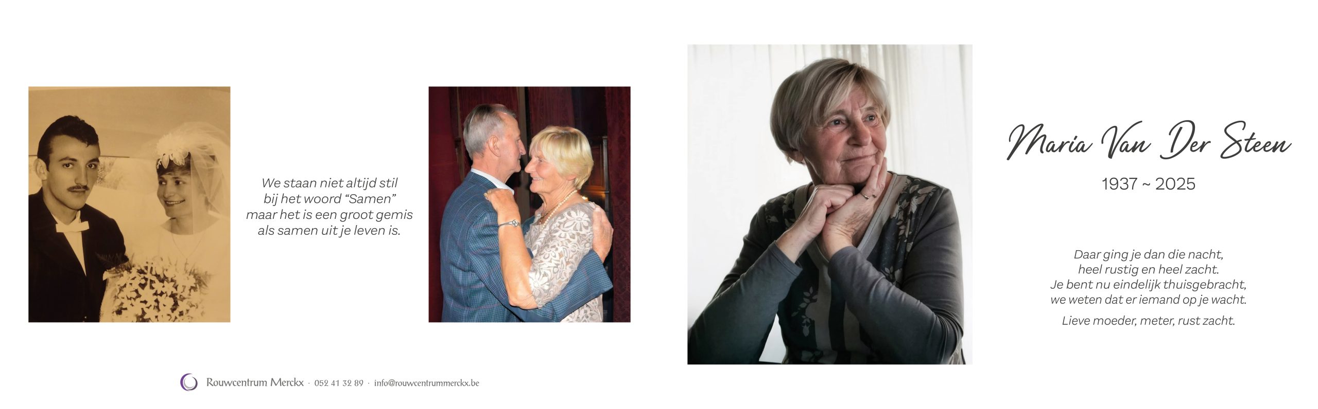 Van Der Steen Maria rouwbrief