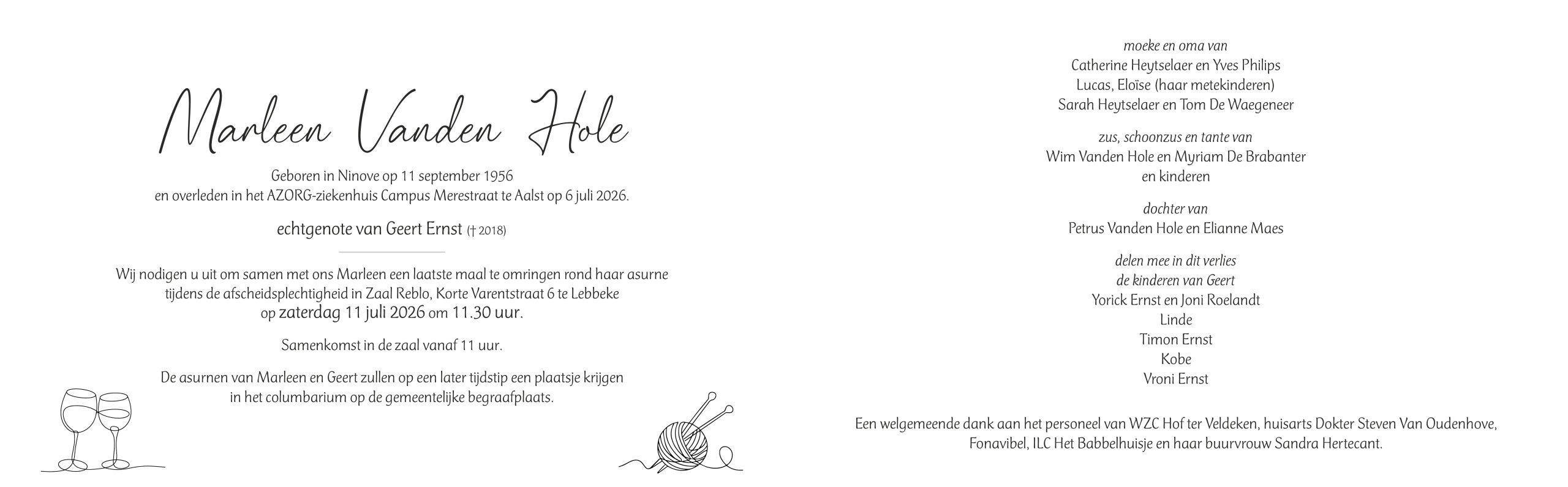 Vanden Hole Marleen rouwbrief