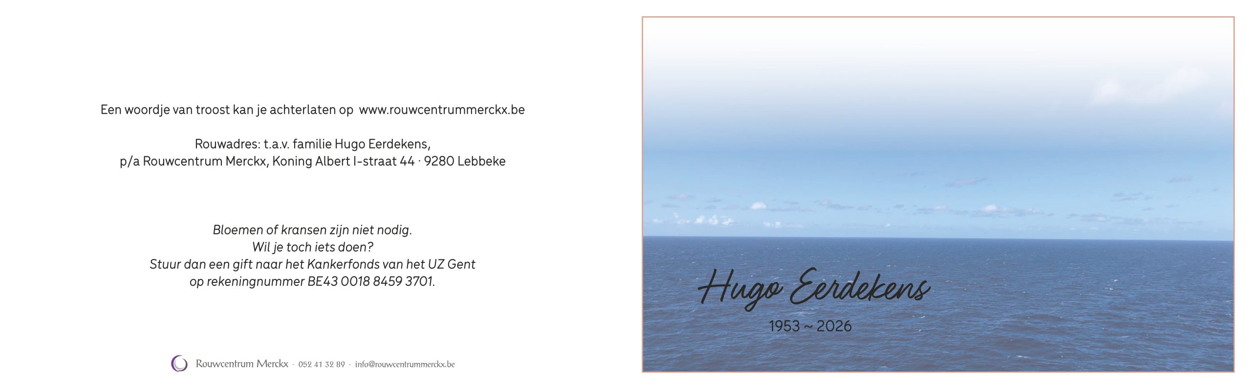Eerdekens Hugo rouwbrief