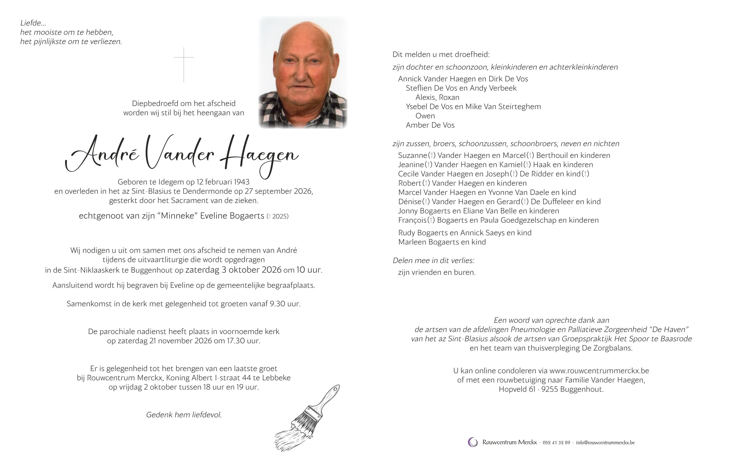 Vander Haegen André rouwbrief